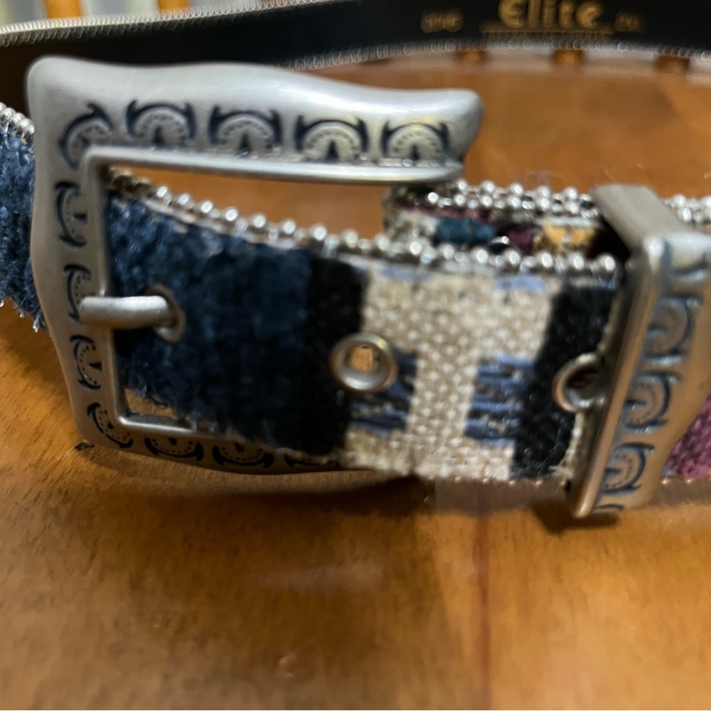 Elite Black Leather Belt with White Stitching